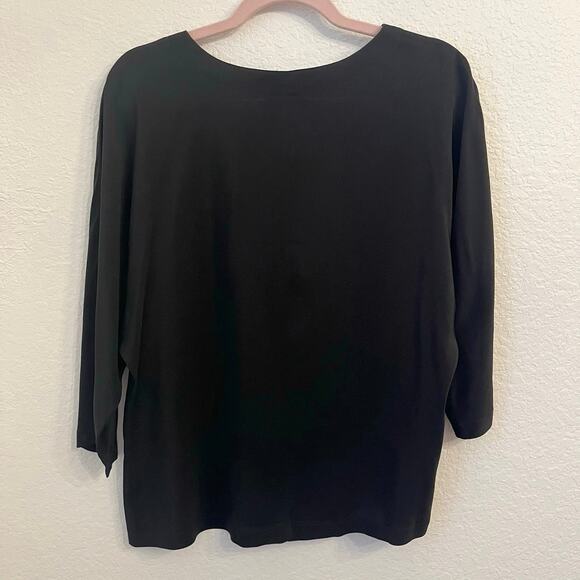 Jonathan Martin 100% Silk Blouse Medium Top Black Dolman Sleeve Timeless Vintage - Picture 4 of 11